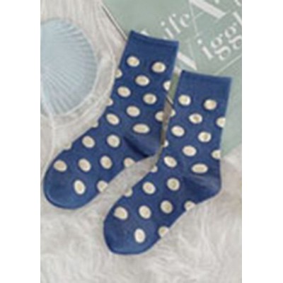 Art Blue Dot Jacquard Cotton Crew Socks