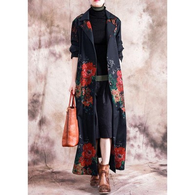 Fashion plus size maxi coat fall trench coats red prints  overcoat