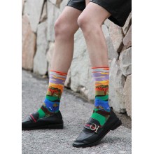 Women Midnight squirrel Paitings Cotton Crew Socks