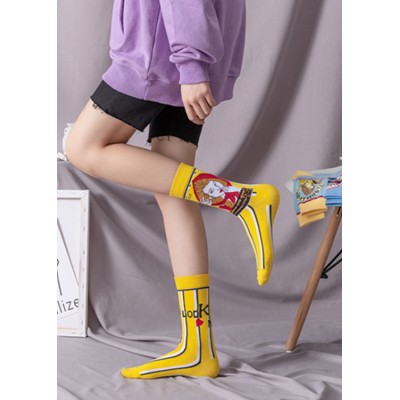 Classy Cute cartoon Print Cotton Crew Socks